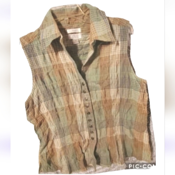 Christopher and banks med top green brown plaid - Picture 1 of 4